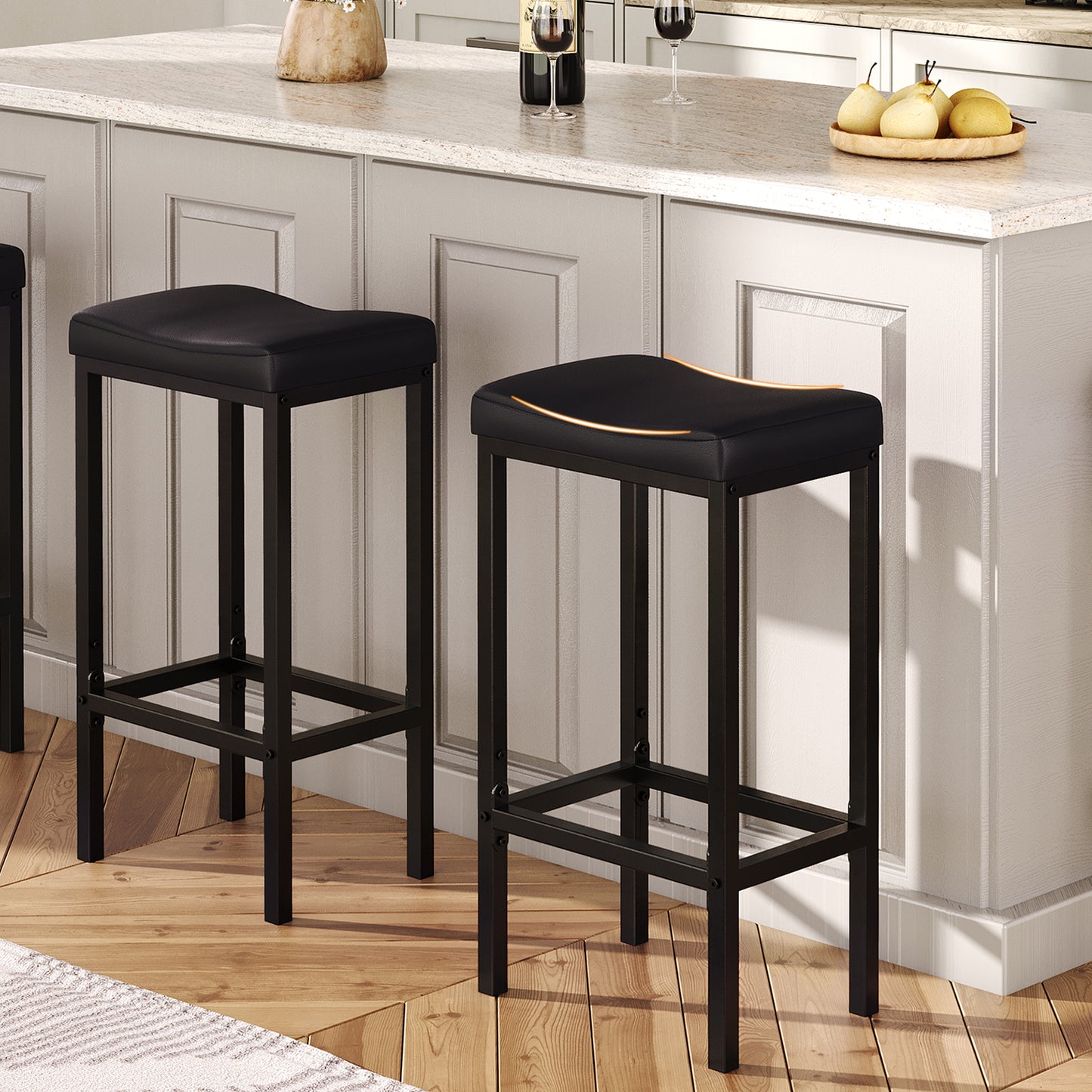 HOOBRO Saddle-Shaped Bar Stool with Footrest / 2 PICS