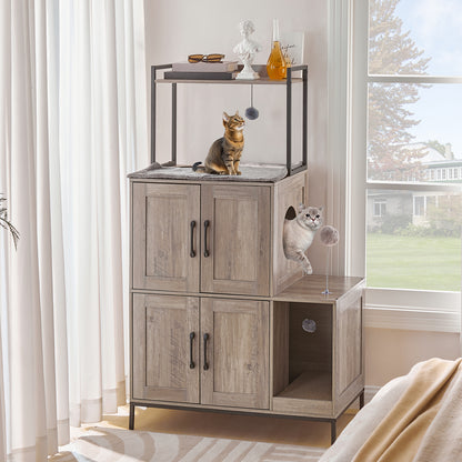 HOOBRO 2-in-1 Cat Litter Box Enclosure Furniture with Shelf