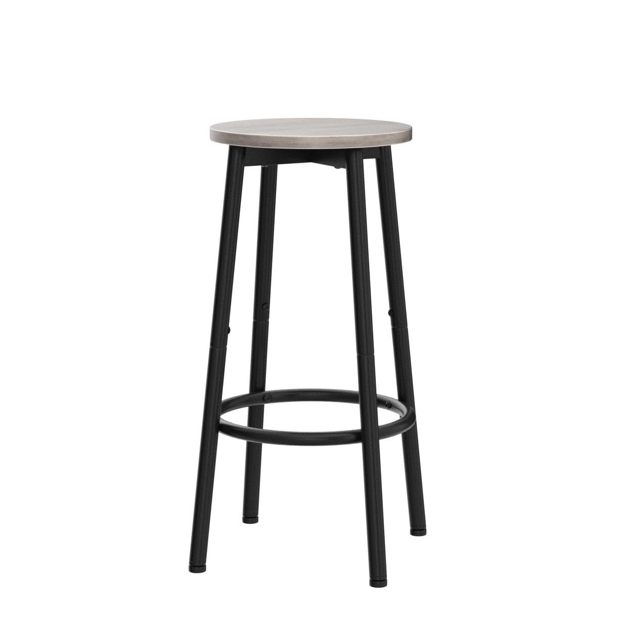 HOOBRO Greige Round Bar Stools with Footrests / 2PICS