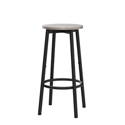 HOOBRO Greige Round Bar Stools with Footrests / 2PICS