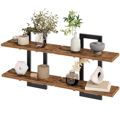 HOOBRO Brown 15-inch Wall-Mounted Shelf /2PICS