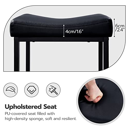 HOOBRO Retro Black Kitchen Bar Stool with Footrest / 2 PICS