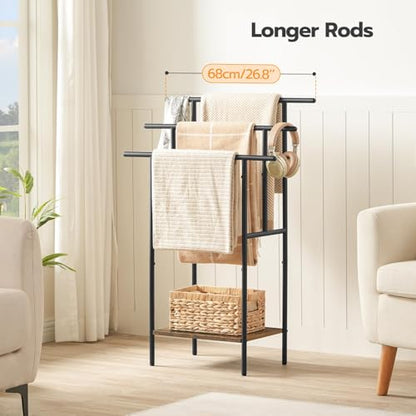 HOOBRO 39.4 inch Tall 3-Tier Freestanding Towel Rack with Shelf