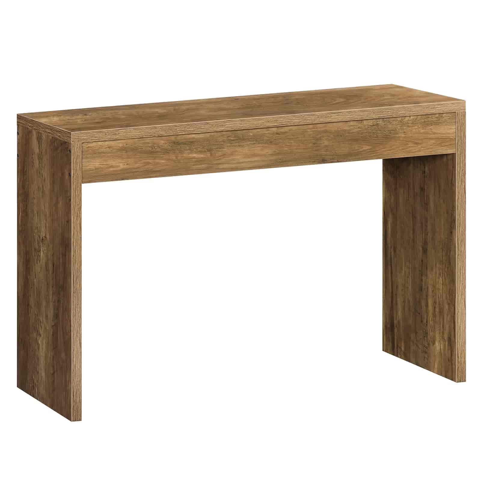 Wooden console table on a white background