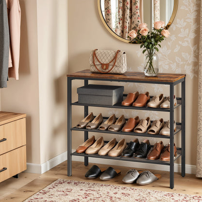 HOOBRO 4-Tier Shoe Rack with Adjustable Mesh Shelves