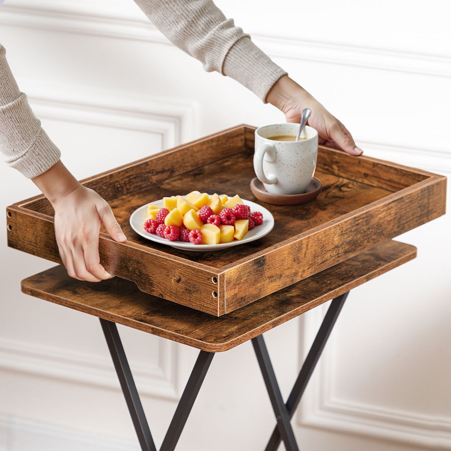 HOOBRO TV Tray Table with Removable Serving Tray