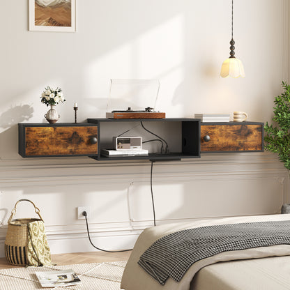 HOOBRO 55-inch Floating TV Stand with Power Outlet