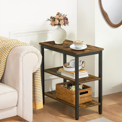 HOOBRO Narrow End Table with 3-Tier Storage Shelf