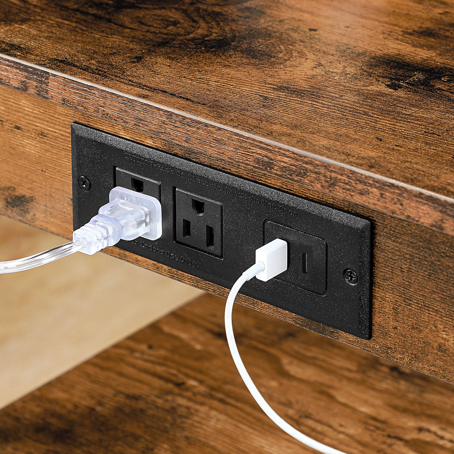 HOOBRO 3-Tier Side Table with Charging Station & USB Port