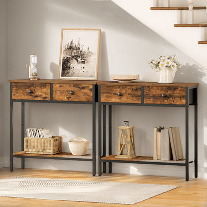 HOOBRO 29.5-inch Narrow Console Table with 2 Fabric Drawers