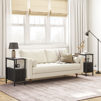 HOOBRO Narrow Side Table with Charging Station