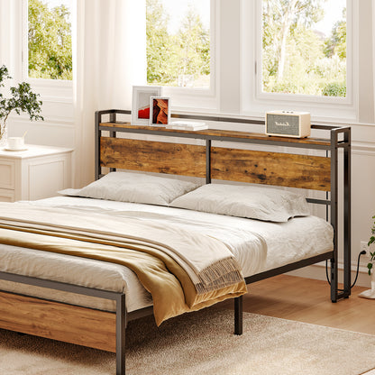 HOOBRO Height-Adjustable Queen Size Headboard with 2 Power Outlets & 4 USB Ports