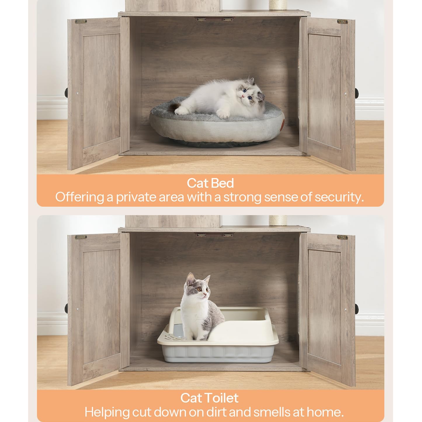 HOOBRO 67.7 inch H Cat Tree with Litter Box Enclosure