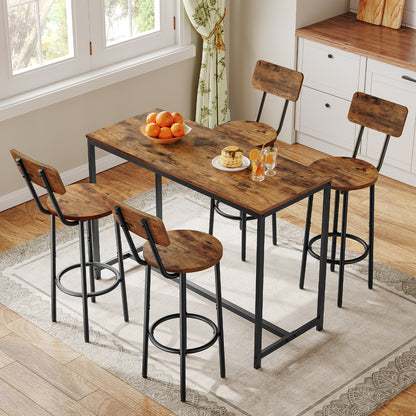 HOOBRO Round Bar Stools with Backrest / 2PICS