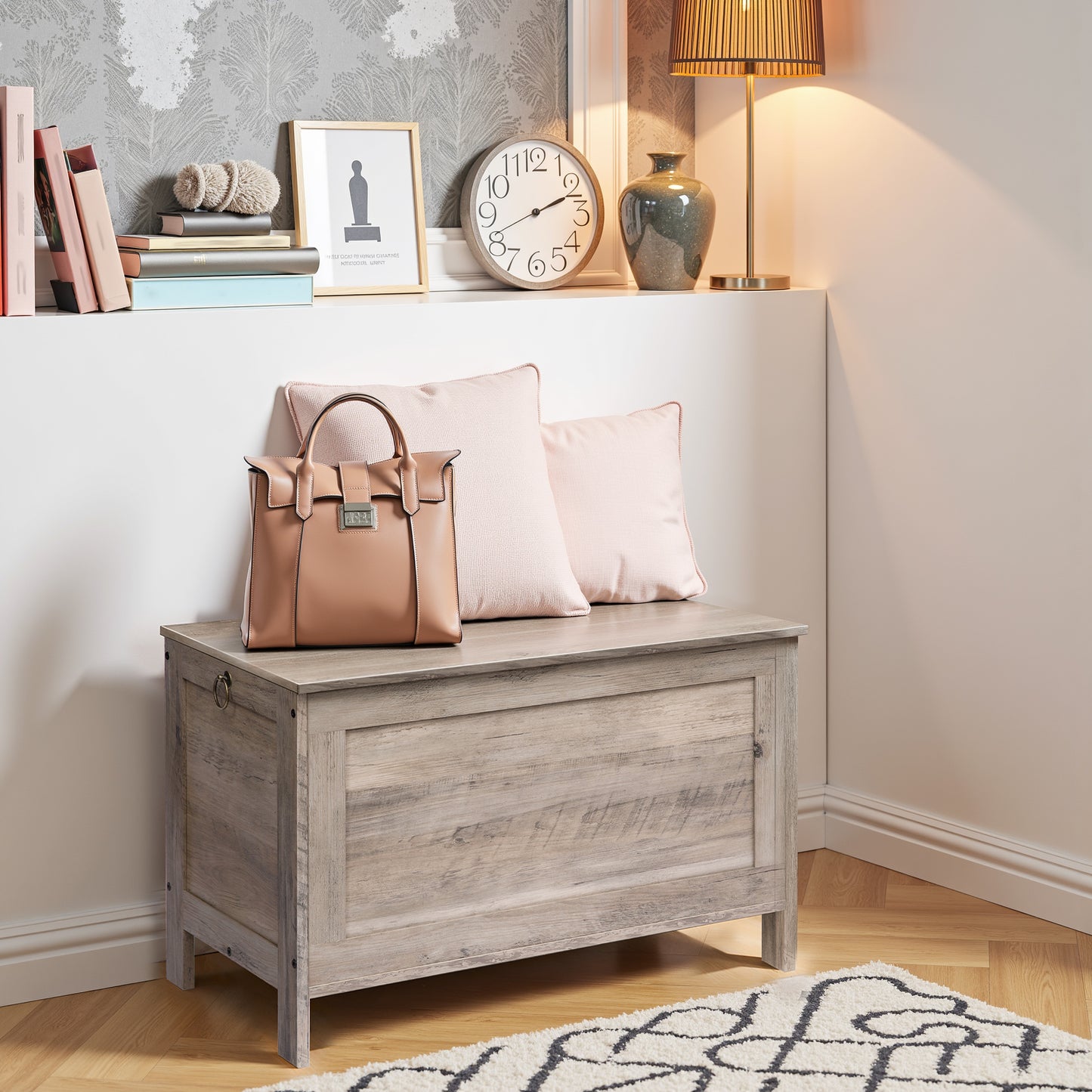 HOOBRO Wooden Multifunctional Toy Storage Box