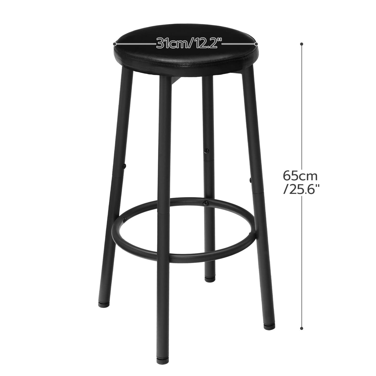 HOOBRO Black 25.6-inch PU Upholstered Bar Stool with Footrest /2PICS