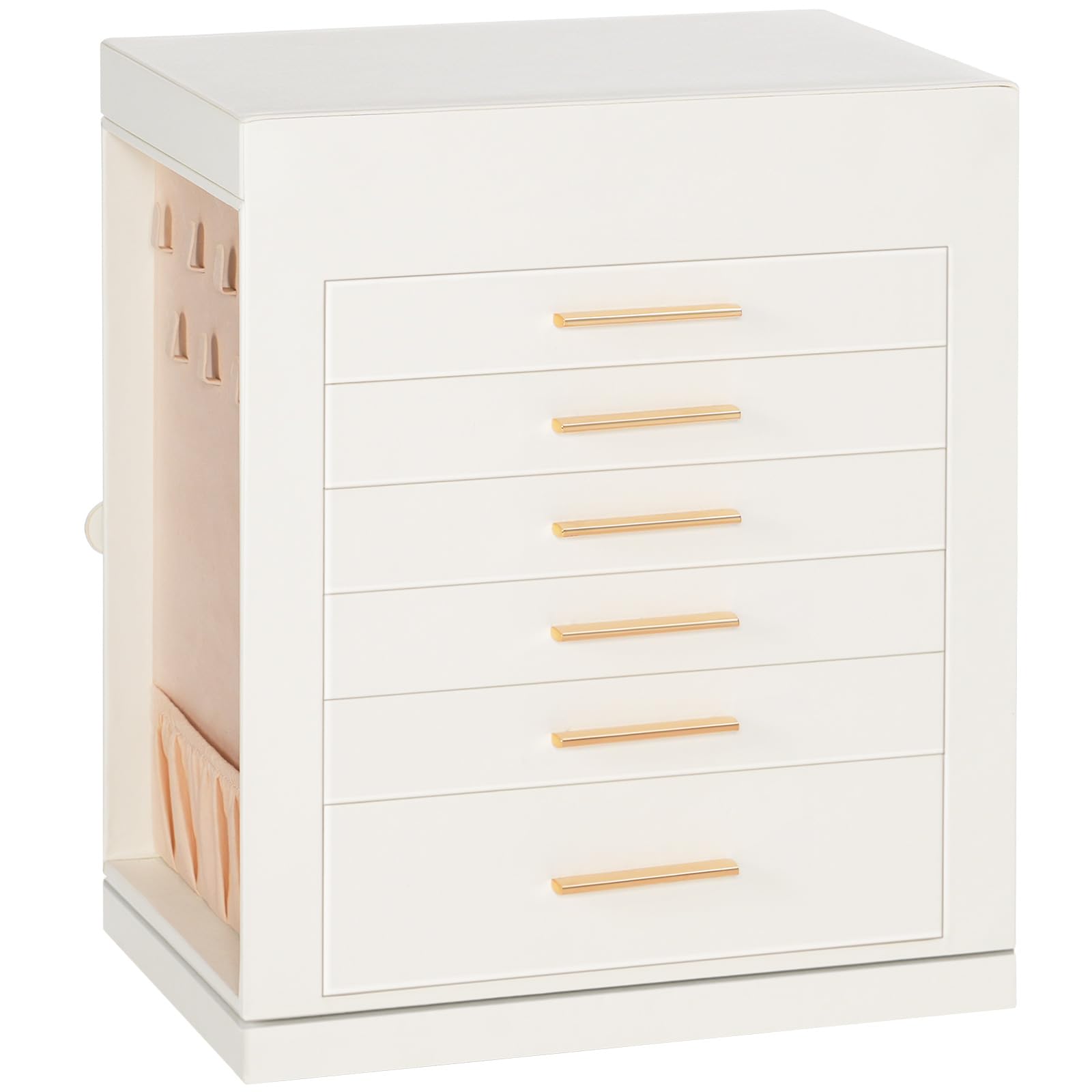 HOOBRO 360° Rotating Jewelry Organizer Box with Mirror & 6-Drawer