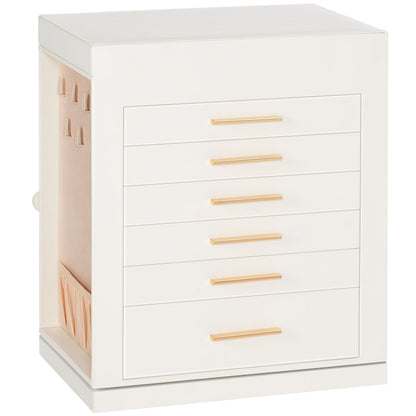 HOOBRO 360 Degrees Rotating Jewelry Organizer Box with Mirror & 6-Drawer