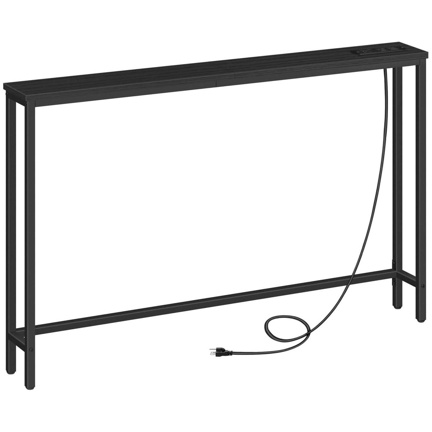 HOOBRO  Black 47.2" Skinny Console Table with Power Outlets