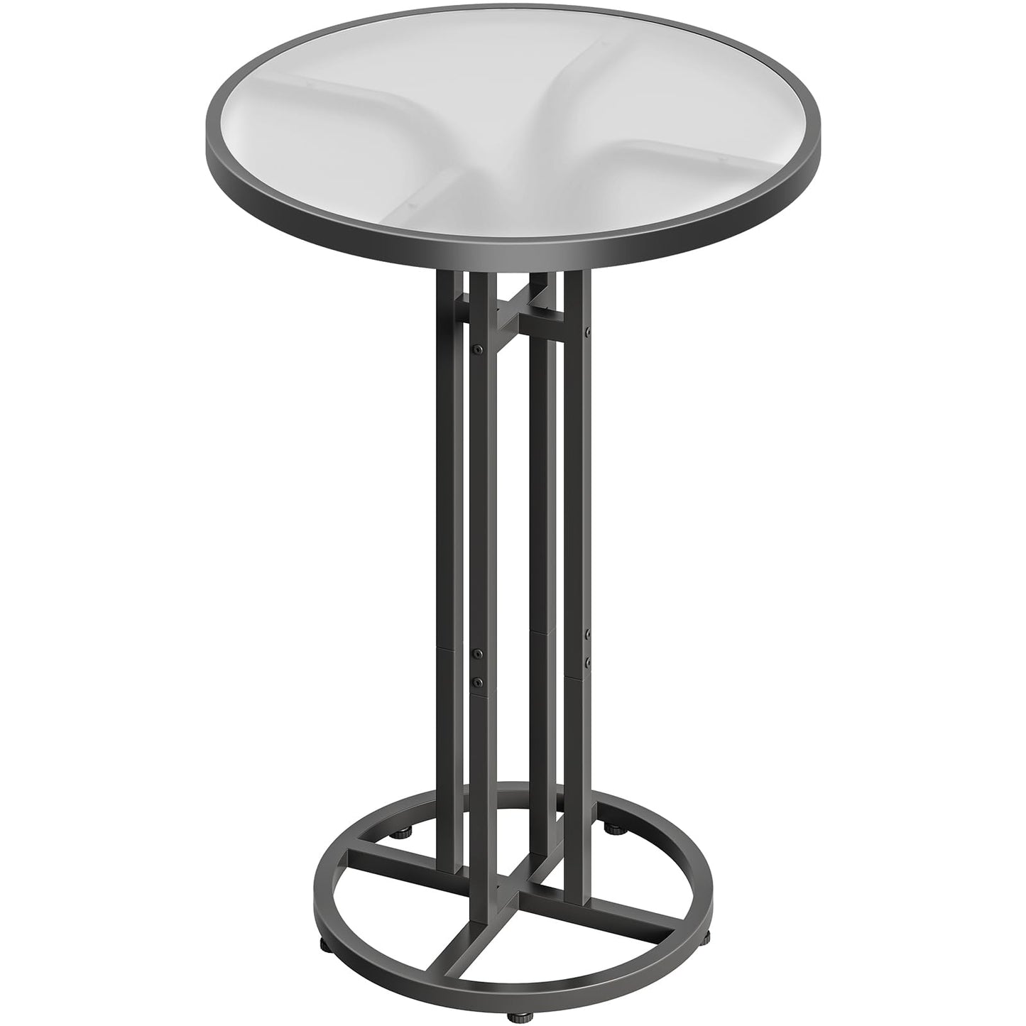 HOOBRO  23.6-inch Frosted Glass Round Bar Table & Pub Table with Iron Frame