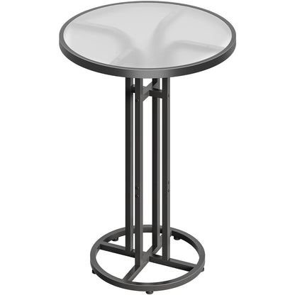 HOOBRO  23.6-inch Frosted Glass Round Bar Table & Pub Table with Iron Frame