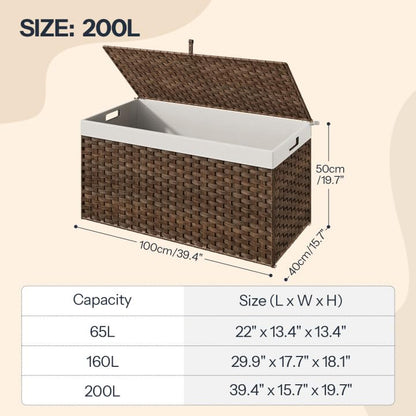 HOOBRO 52.8 Gallon (200L) Storage Basket with Lid & Handles