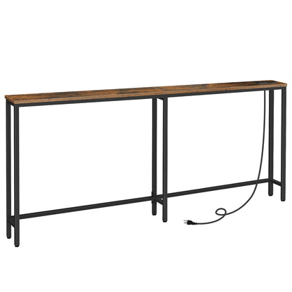 HOOBRO 70.9-inch Narrow Console Table with Charging Station