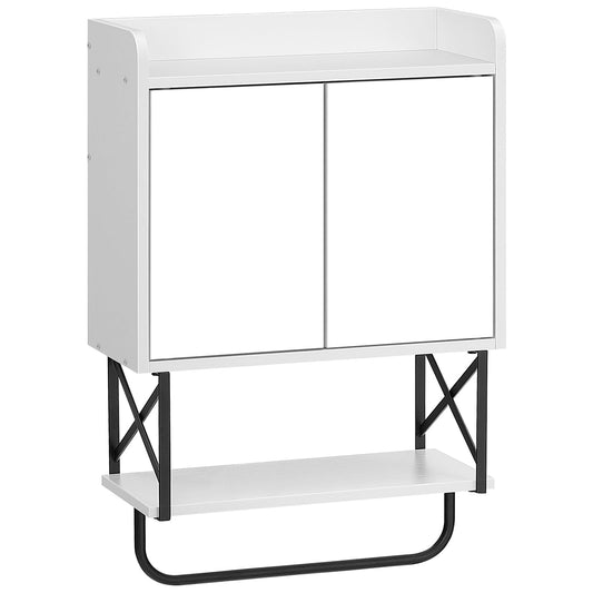 HOOBRO White Double-Mirror Door Removable Shelf Bathroom Vanity with Mirror& Hidden Storage & Towel Bar
