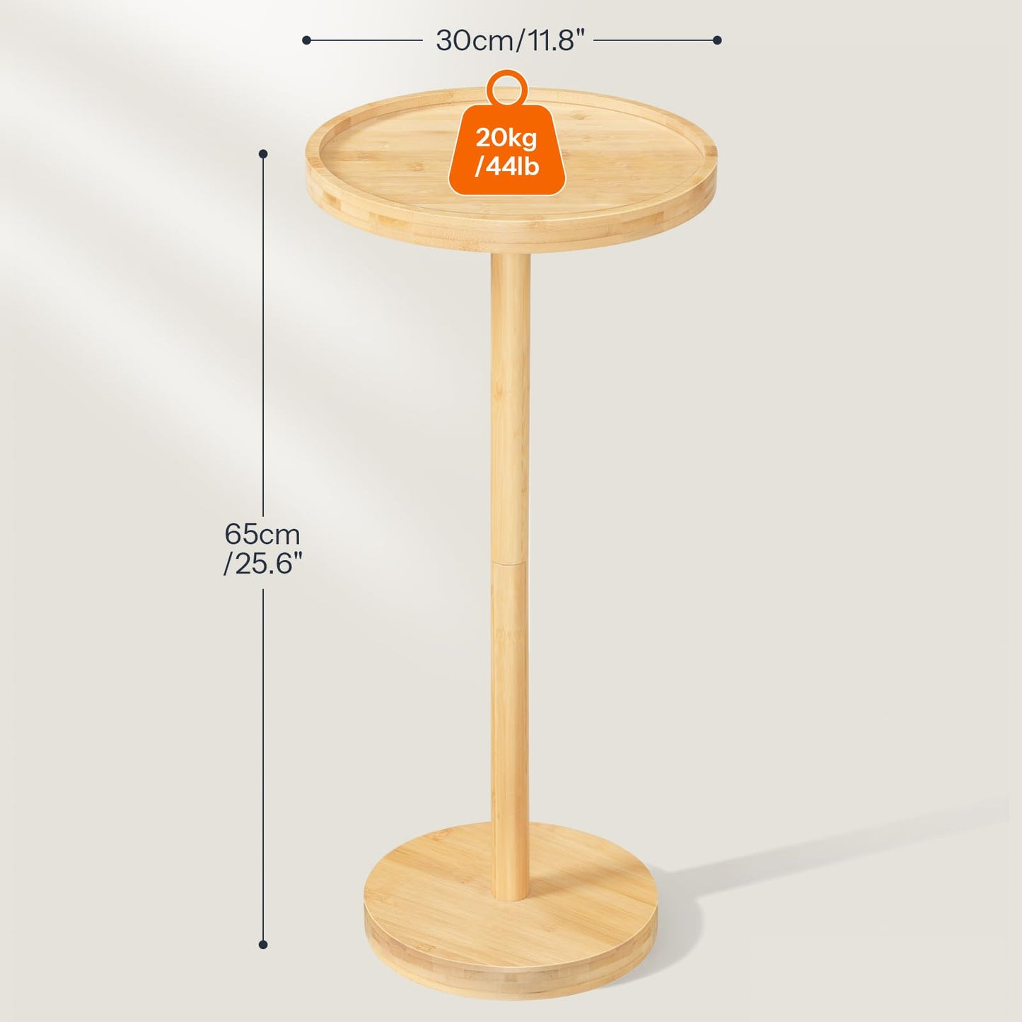 HOOBRO Bamboo Round Side Table & Coffee Martini Table