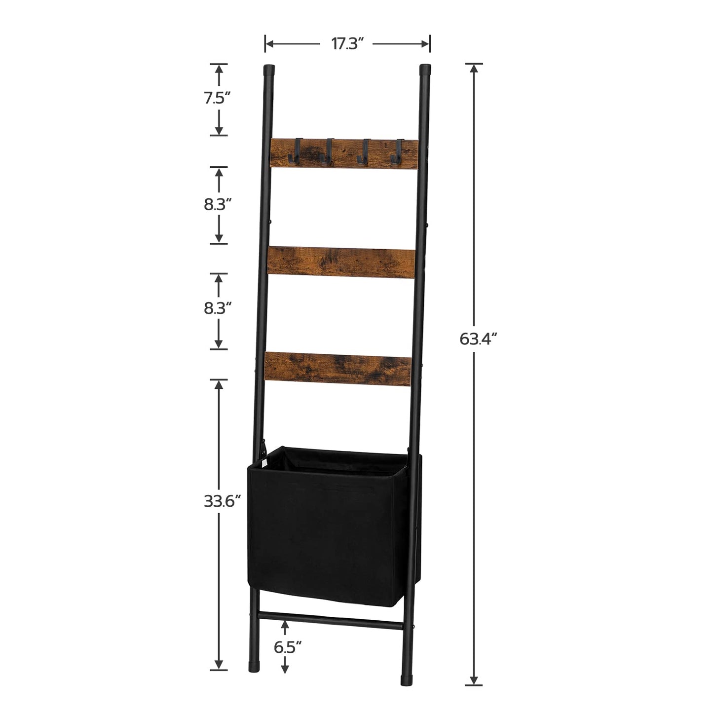 HOOBRO Blanket Ladder Rack with Basket & Hooks