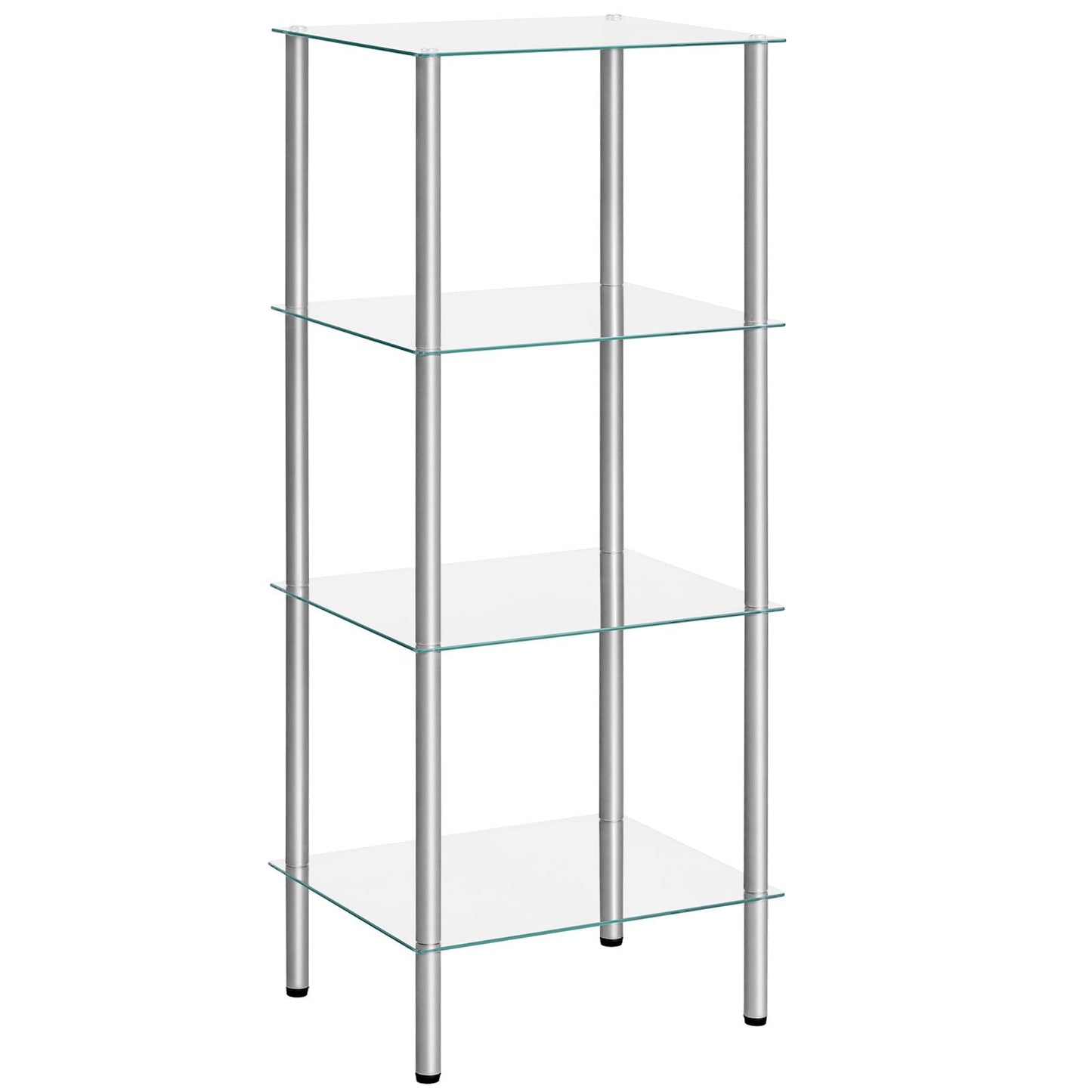 HOOBRO Silver Four-Tier Floor-Standing Glass Shelf