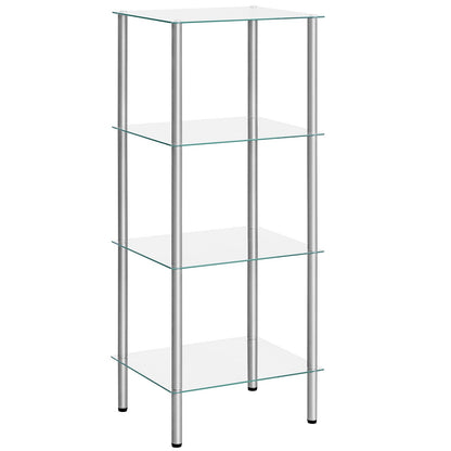 HOOBRO Silver Four-Tier Floor-Standing Glass Shelf