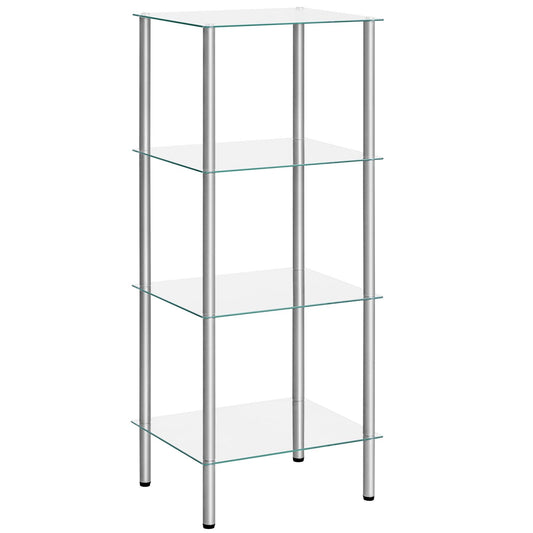 HOOBRO Silver Four-Tier Floor-Standing Glass Shelf