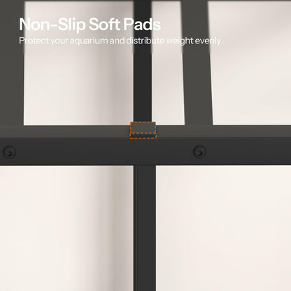 Non-slip soft pads on a metal frame with text about protecting an aquarium.