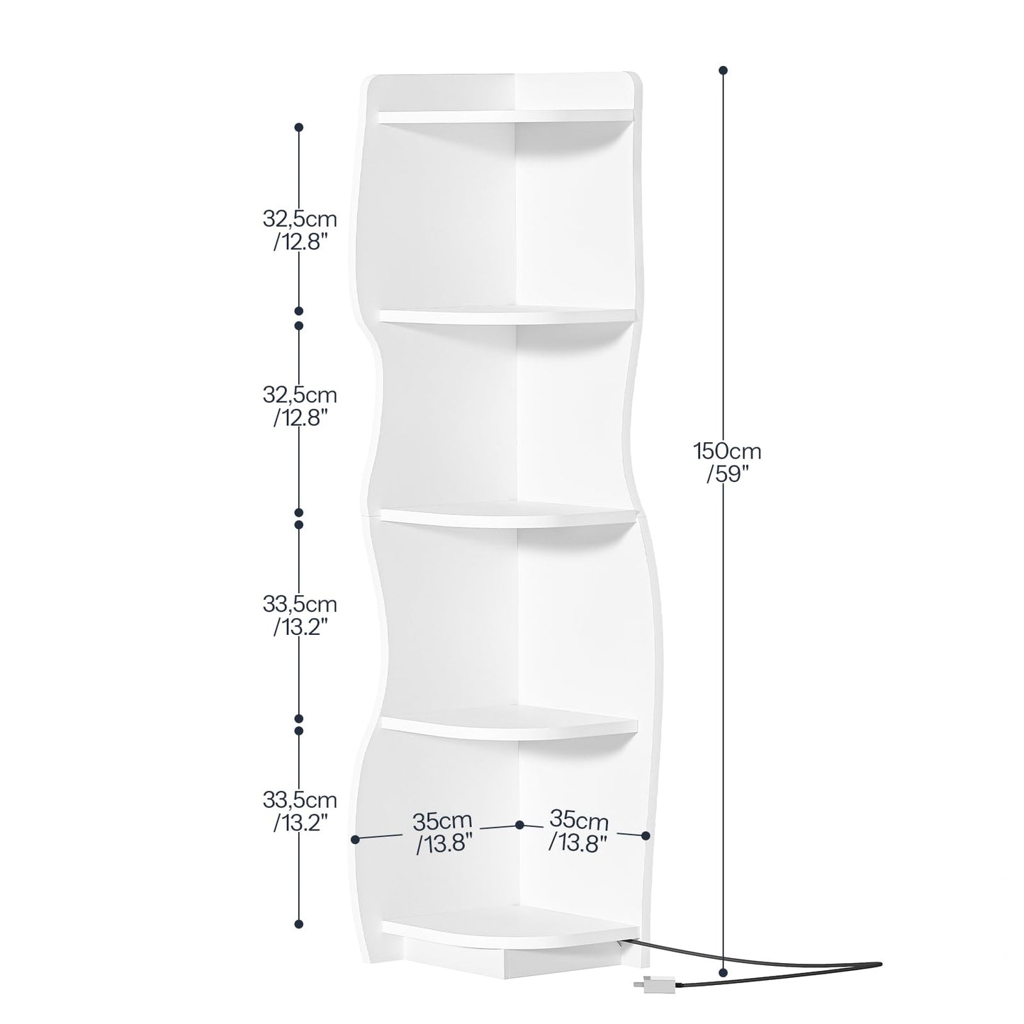 HOOBRO 5-Tier Modern Bookshelf & Corner Shelf with Light