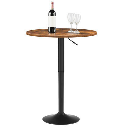 HOOBRO Black Height-Adjustable 27-35.4 Inch Round Bar Table with Sturdy Base