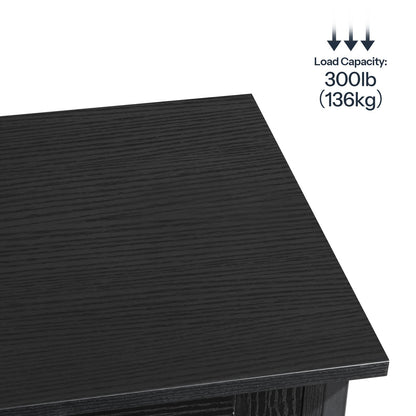 Black table top with load capacity text on a white background