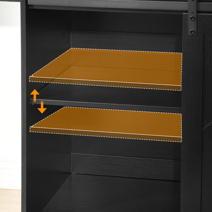 HOOBRO Open-Pack Movable Barn Door Kitchen Island with Power Outlet