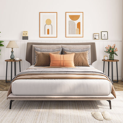 HOOBRO 15.7-inch Round Side Table with Sturdy Metal Pedestal