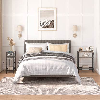 HOOBRO Small Narrow Side Table with Charging Station