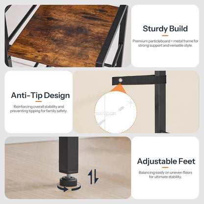 HOOBRO Industrial-Style 5 Gallon Water Jug Holder with Wooden Top Shelves