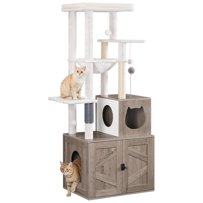 HOOBRO Cat Tree with Hidden Litter Box Enclosure & Sisal Posts