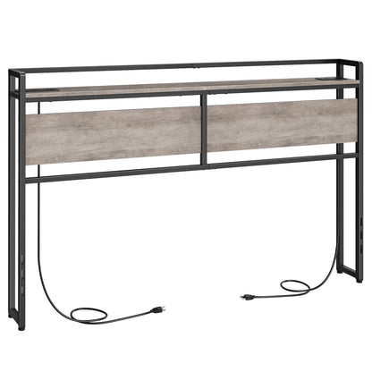 HOOBRO King Size Headboard, Headboard with 2 Outlets and 4 USB Ports, Adjustable Height, Storage Rack, Sturdy and Stable, Easy Assembly, Greige and Black