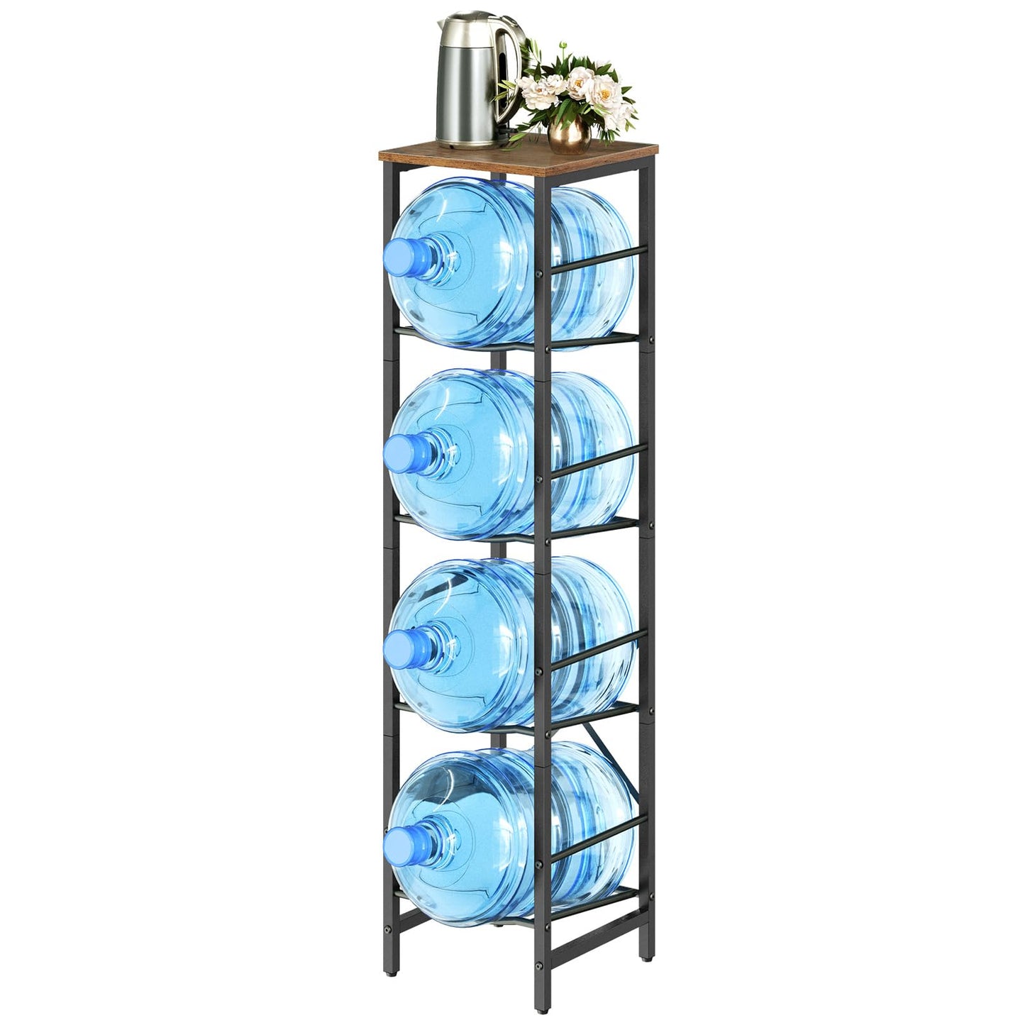 HOOBRO Retro Brown Four-Tier 5-Gallon Water Bottle Rack