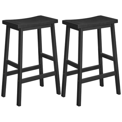 HOOBRO Black 26-inch Bamboo Bar Stool with Footrest /2PICS