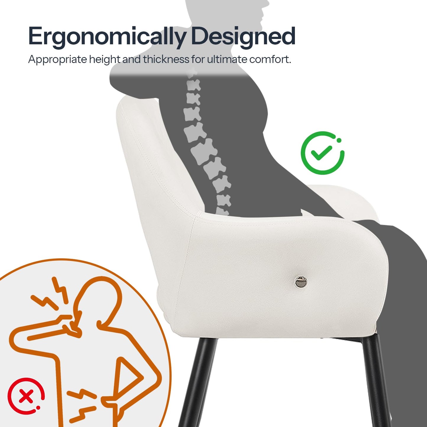 HOOBRO Beige Modern Upholstered Dining Chair with Soft Armrests / 2PICS