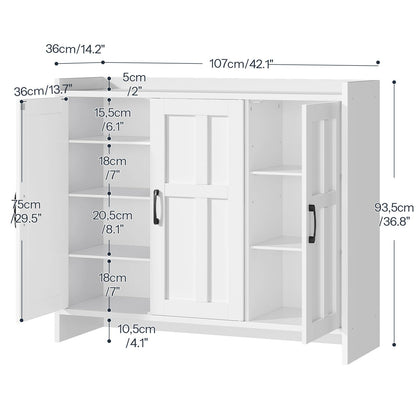 HOOBRO 42.1 inch Large Wooden Shoe Storage Cabinet with 3 Doors
