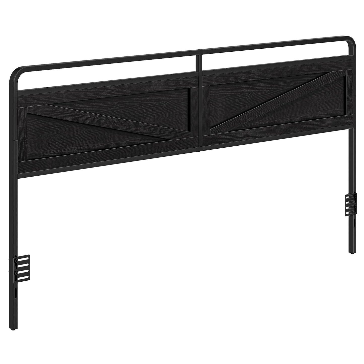 Black metal headboard on a white background