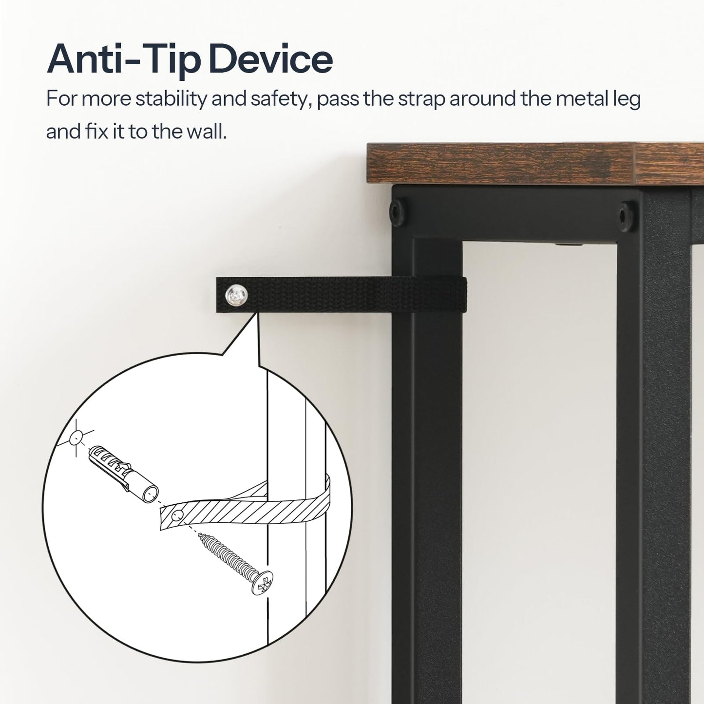 HOOBRO Retro Brown Four-Tier Industrial Style Adjustable Leg Narrow Entryway Table