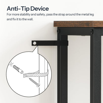 HOOBRO Retro Brown Four-Tier Industrial Style Adjustable Leg Narrow Entryway Table